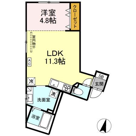 桜新町テラス(1LDK/2階)の間取り写真
