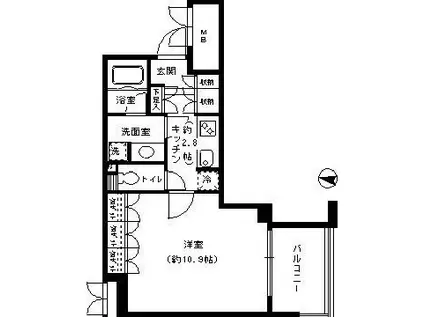アゼリアテラス新宿(ワンルーム/7階)の間取り写真