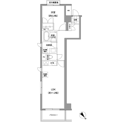 プライマル小石川(1LDK/5階)の間取り写真