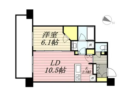 メルクマール京王笹塚レジデンス(1LDK/19階)の間取り写真