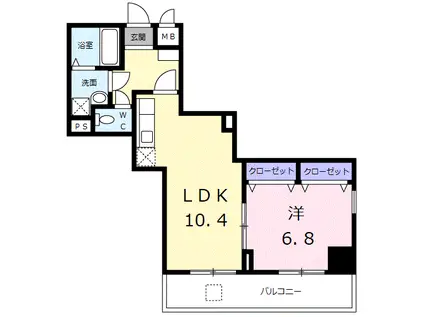 アクシオン音羽(1LDK/6階)の間取り写真