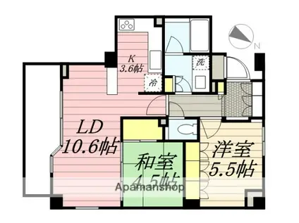 プライムアーバン新宿夏目坂タワーレジデンス(2LDK/4階)の間取り写真