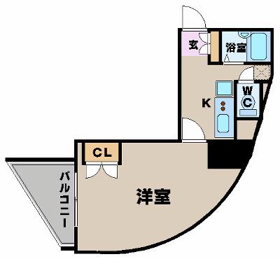 ヴェルト笹塚ツインⅠ棟(1K/3階)の間取り写真