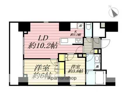 クレストコート中野(2LDK/12階)の間取り写真