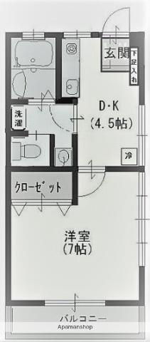 第一相互ハイツ(1DK/2階)の間取り写真