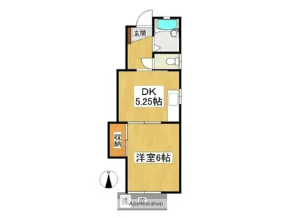 西武鉄道多摩湖線 青梅街道駅 徒歩9分 2階建 築29年(1DK/1階)の間取り写真