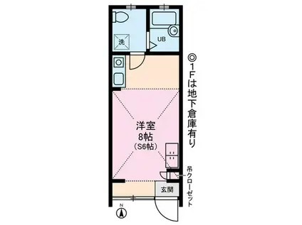 京王電鉄京王線 調布駅 徒歩4分 3階建 築20年(ワンルーム/1階)の間取り写真