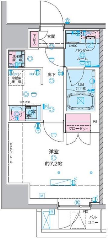 ジェノヴィア桜上水Ⅱ(1K/1階)の間取り写真