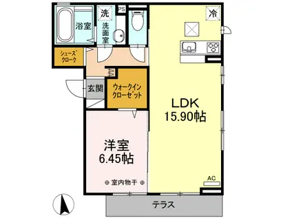 TWIN REVE HIGASHISUNA 2(1LDK/1階)の間取り写真