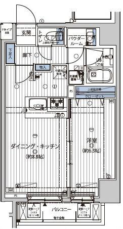 メインステージ錦糸町7ラピス(1DK/7階)の間取り写真