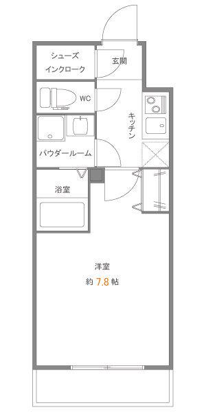 GENOVIA浅草Ⅳ SKYGARDEN(1K/8階)の間取り写真