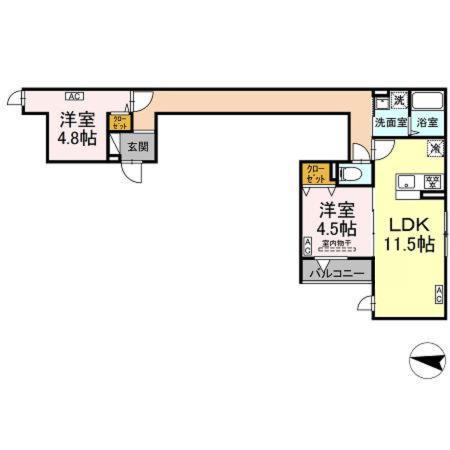 グラナーデ西亀有(2LDK/3階)の間取り写真