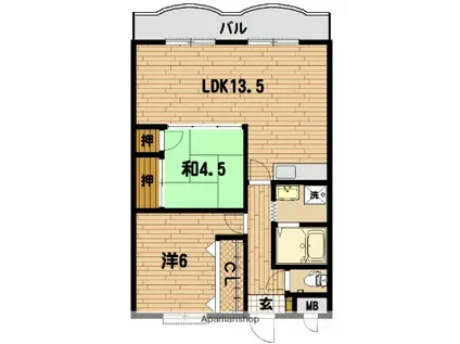 コンフォート榮(2LDK/4階)の間取り写真