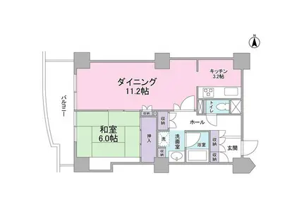 文京グリーンコートビュータワー本駒込(1LDK/20階)の間取り写真