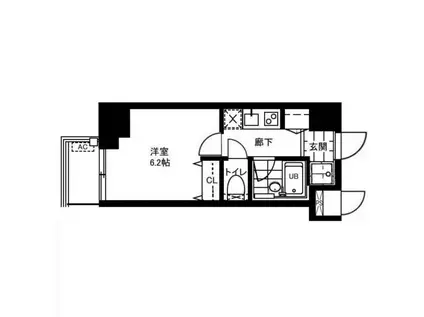 レジディア文京本郷II(1K/6階)の間取り写真