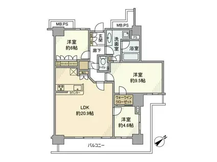 キャナルファーストタワー(3LDK/40階)の間取り写真