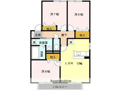 ブルースカイC(3LDK/2階)の間取り写真