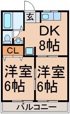 けやきハイツ(2DK/1階)の間取り写真