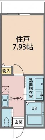 カインドネス東大和(1K/2階)の間取り写真