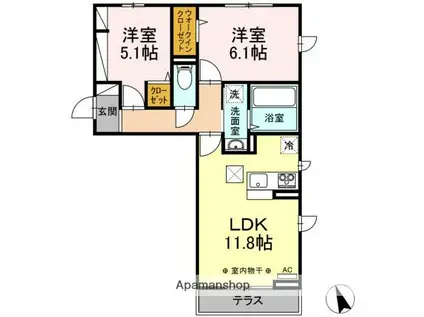 レスコンフォール(2LDK/1階)の間取り写真