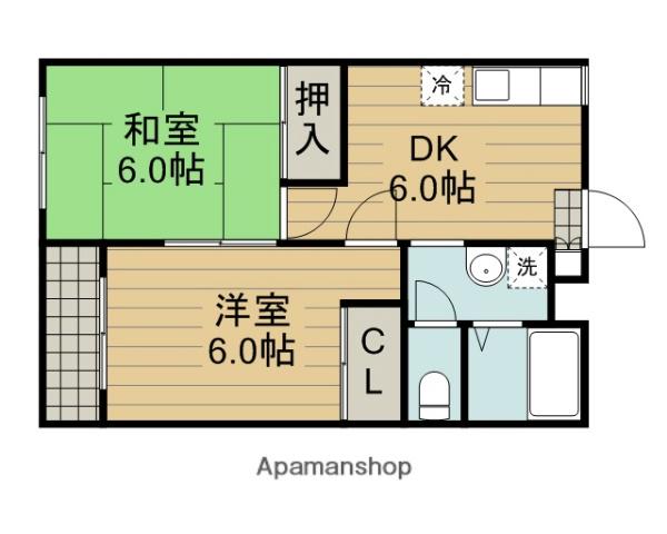 プラザながかわ(2DK/1階)の間取り写真