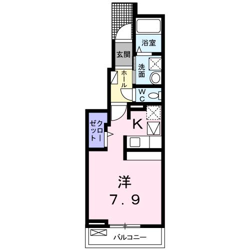 リバーサイドハウス(ワンルーム/1階)の間取り写真