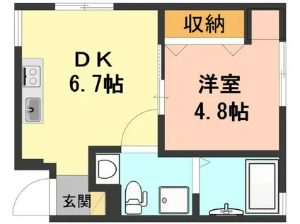 APARTMENT藤(1DK/1階)の間取り写真