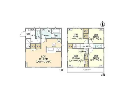 南武線 谷保駅 徒歩17分 2階建 築2年(4LDK)の間取り写真