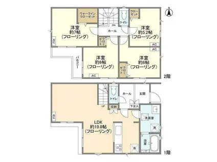 南武線 矢川駅 徒歩17分 2階建 築1年(4LDK)の間取り写真