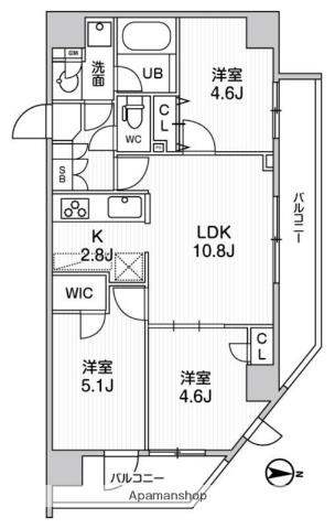 WEAVE PLACE KUNITACHIⅡ(3LDK/8階)の間取り写真