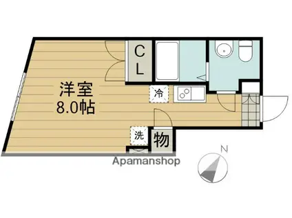 ゲートタウン矢野口(ワンルーム/1階)の間取り写真