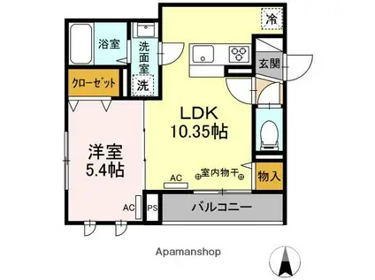 Dスクエア万願寺(1LDK/2階)の間取り写真