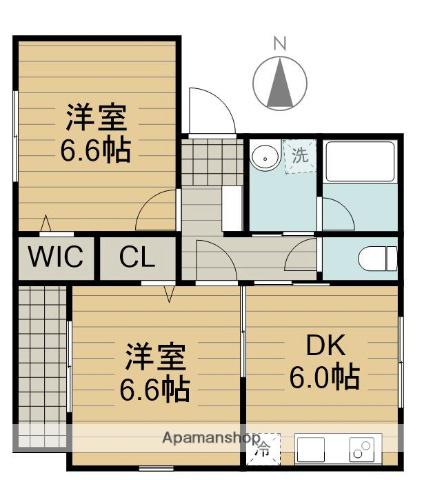 クスミィ ウエスト(2DK/2階)の間取り写真