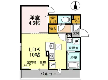 グランドソレイユ新城(1LDK/1階)の間取り写真