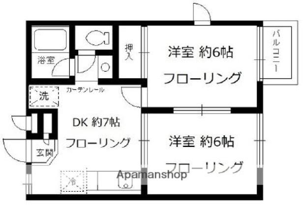 フラッツ南長崎(2DK/2階)の間取り写真