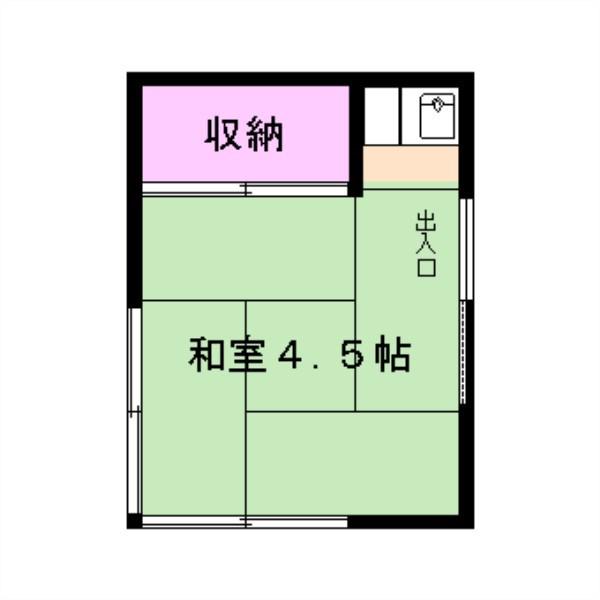 安川荘(ワンルーム/2階)の間取り写真