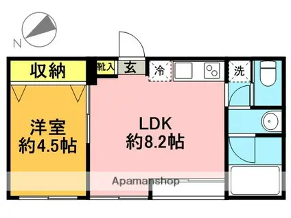 BASECAMP浜田山(1LDK/4階)の間取り写真