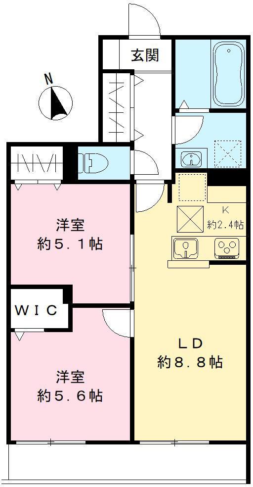 パインフラット久我山Ⅱ(2LDK/1階)の間取り写真