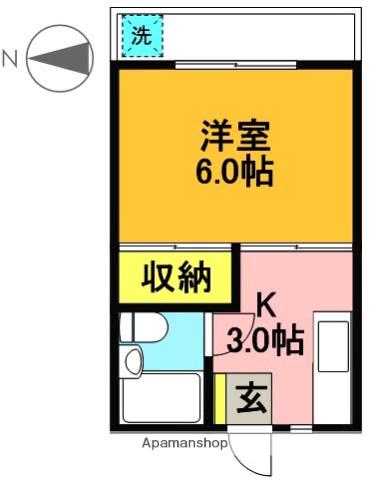 キャスル代田(1K/1階)の間取り写真
