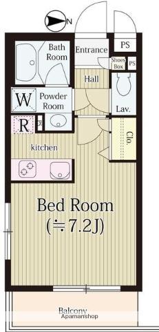 ル・ボワ武蔵境(1K/2階)の間取り写真