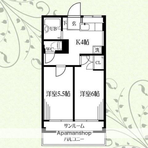 クラウディⅡ(2K/3階)の間取り写真
