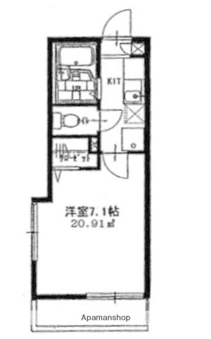 アベリア武蔵野(1K/1階)の間取り写真