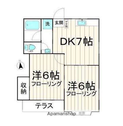 ハイツ・サンバレー(2DK/1階)の間取り写真