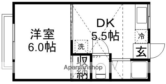 モンシャトー星野(1DK/2階)の間取り写真