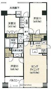 クラッシィハウス浜田山(3LDK/5階)の間取り写真