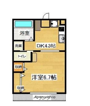 ポポラーレ(1DK/2階)の間取り写真