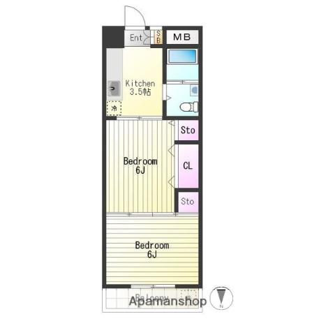 三ツ木小金井ビル(2K/4階)の間取り写真