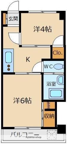 御殿山マンション(2K/3階)の間取り写真