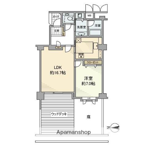 ダイアパレス三鷹かえで通(1LDK/1階)の間取り写真