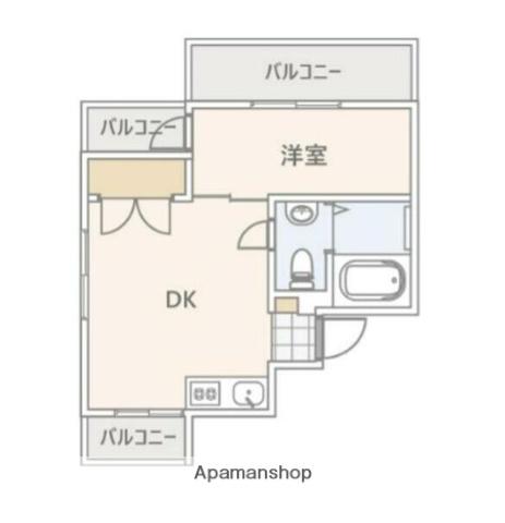パールビル(1DK/3階)の間取り写真